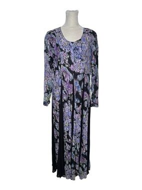 Vintage Broomstick Maxi Dress Floral Mesh Overlay Size Small Whimsygoth Witchy